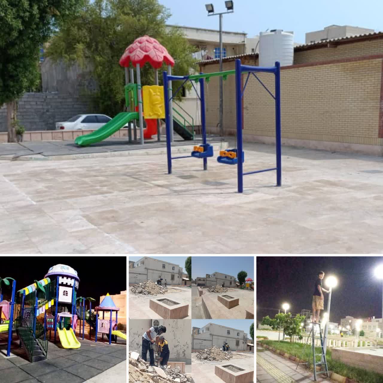 بهسازی دو پارک محله‌ای در قشم توسط واحد خدمات شهری