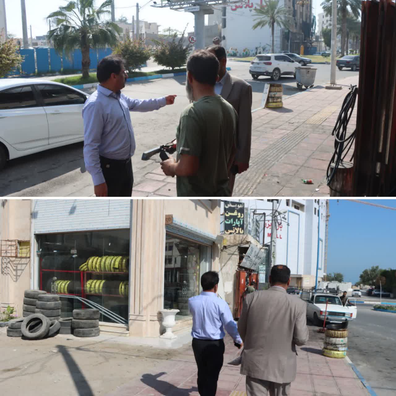 تذکر شهردار قشم به صنوف مزاحم در جریان پایش شهری