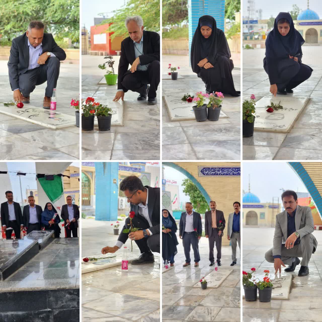 عطرافشانی گلزار شهدای قشم در روز ملی شوراها